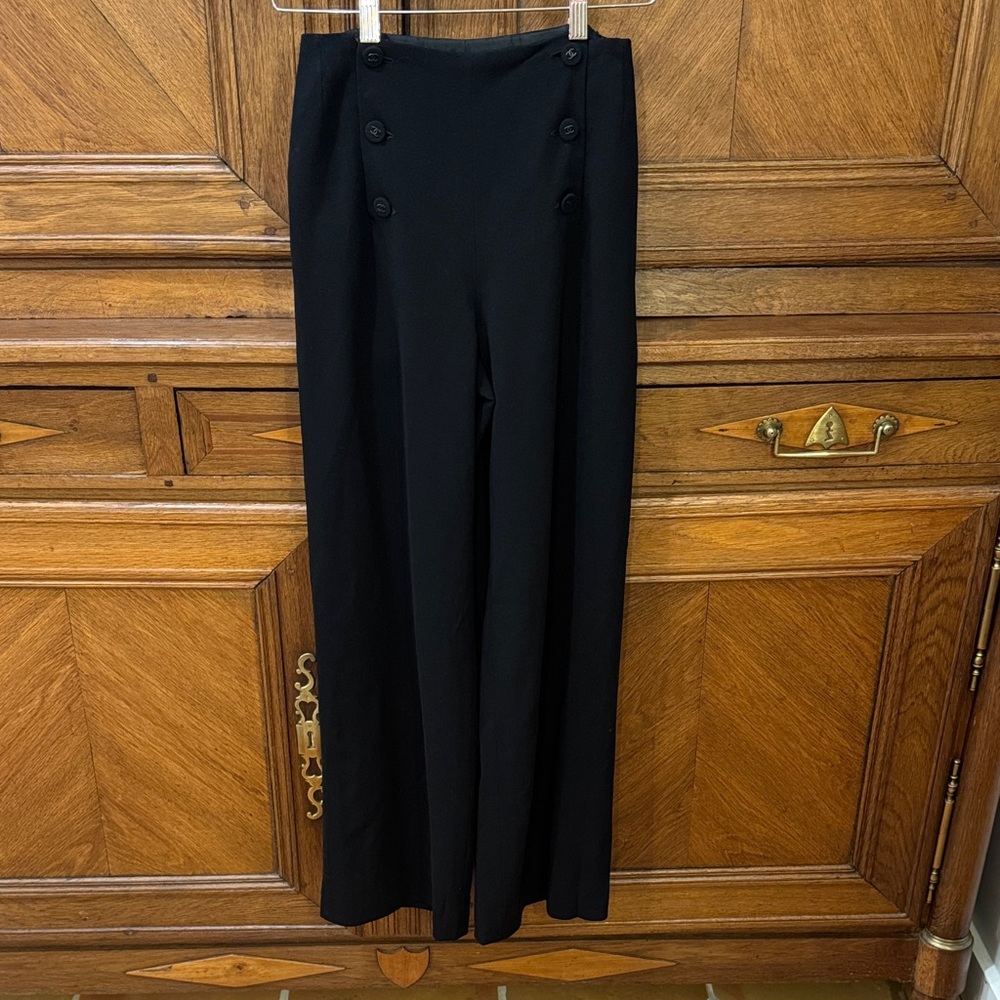 CHANEL Black Sailor Buttoned Trousers • RARE